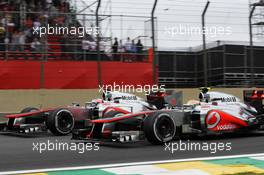 Jenson Button (GBR) McLaren MP4/27 and team mate Lewis Hamilton (GBR) McLaren MP4/27. 25.11.2012. Formula 1 World Championship, Rd 20, Brazilian Grand Prix, Sao Paulo, Brazil, Race Day.
