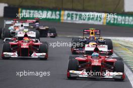 Fernando Alonso (ESP) Ferrari F2012 leads Felipe Massa (BRA) Ferrari F2012 and Mark Webber (AUS) Red Bull Racing RB8. 25.11.2012. Formula 1 World Championship, Rd 20, Brazilian Grand Prix, Sao Paulo, Brazil, Race Day.