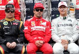Kimi Raikkonen (FIN), Lotus F1 Team, Fernando Alonso (ESP), Scuderia Ferrari and Michael Schumacher (GER), Mercedes GP  25.11.2012. Formula 1 World Championship, Rd 20, Brazilian Grand Prix, Sao Paulo, BRA, Race Day