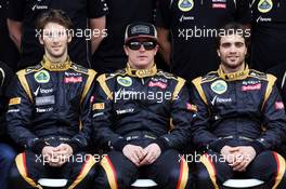 (L to R): Romain Grosjean (FRA) Lotus F1 Team; Kimi Raikkonen (FIN) Lotus F1 Team and Jerome d'Ambrosio (BEL) Lotus F1 Team Third Driver at a team photograph. 25.11.2012. Formula 1 World Championship, Rd 20, Brazilian Grand Prix, Sao Paulo, Brazil, Race Day.