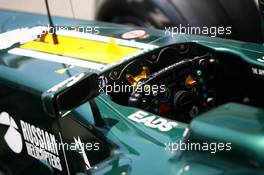 Caterham CT01 steering wheel. 22.11.2012. Formula 1 World Championship, Rd 20, Brazilian Grand Prix, Sao Paulo, Brazil, Preparation Day.