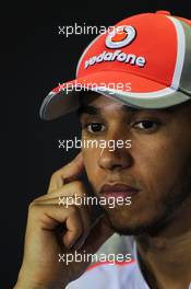 Lewis Hamilton (GBR) McLaren in the FIA Press Conference. 22.11.2012. Formula 1 World Championship, Rd 20, Brazilian Grand Prix, Sao Paulo, Brazil, Preparation Day.