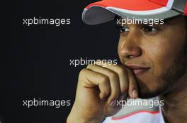 Lewis Hamilton (GBR) McLaren in the FIA Press Conference. 22.11.2012. Formula 1 World Championship, Rd 20, Brazilian Grand Prix, Sao Paulo, Brazil, Preparation Day.