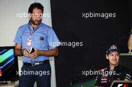 (L to R): Matteo Bonciani (ITA) FIA Media Delegate and Sebastian Vettel (GER) Red Bull Racing in the FIA Press Conference. 22.11.2012. Formula 1 World Championship, Rd 20, Brazilian Grand Prix, Sao Paulo, Brazil, Preparation Day.