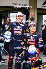 (L to R): Jean-Eric Vergne (FRA) Scuderia Toro Rosso and Daniel Ricciardo (AUS) Scuderia Toro Rosso at the Scuderia Toro Rosso team photo. 22.11.2012. Formula 1 World Championship, Rd 20, Brazilian Grand Prix, Sao Paulo, Brazil, Preparation Day.