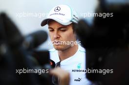 Nico Rosberg (GER) Mercedes AMG F1 with the media. 22.11.2012. Formula 1 World Championship, Rd 20, Brazilian Grand Prix, Sao Paulo, Brazil, Preparation Day.