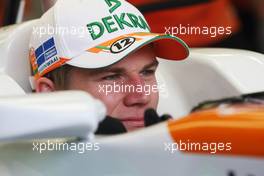 Nico Hulkenberg (GER) Sahara Force India F1 VJM05 in the pits. 08.06.2012. Formula 1 World Championship, Rd 7, Canadian Grand Prix, Montreal, Canada, Practice Day