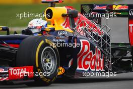 Sebastian Vettel (GER) Red Bull Racing RB8 running sensor equipment. 08.06.2012. Formula 1 World Championship, Rd 7, Canadian Grand Prix, Montreal, Canada, Practice Day