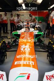 Paul di Resta (GBR) Sahara Force India VJM05 in the pits. 08.06.2012. Formula 1 World Championship, Rd 7, Canadian Grand Prix, Montreal, Canada, Practice Day