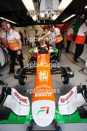 Paul di Resta (GBR) Sahara Force India VJM05 in the pits. 08.06.2012. Formula 1 World Championship, Rd 7, Canadian Grand Prix, Montreal, Canada, Practice Day