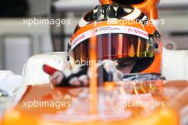 Nico Hulkenberg (GER) Sahara Force India F1 VJM05 in the pits. 08.06.2012. Formula 1 World Championship, Rd 7, Canadian Grand Prix, Montreal, Canada, Practice Day