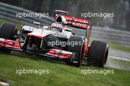 Jenson Button (GBR) McLaren MP4/27 rusn wide in the second practice session. 08.06.2012. Formula 1 World Championship, Rd 7, Canadian Grand Prix, Montreal, Canada, Practice Day