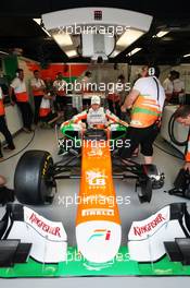 Nico Hulkenberg (GER) Sahara Force India F1 VJM05 in the pits. 08.06.2012. Formula 1 World Championship, Rd 7, Canadian Grand Prix, Montreal, Canada, Practice Day