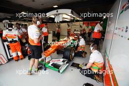 Paul di Resta (GBR) Sahara Force India VJM05 in the pits. 08.06.2012. Formula 1 World Championship, Rd 7, Canadian Grand Prix, Montreal, Canada, Practice Day