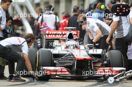 Jenson Button (GBR) McLaren MP4/27 in the pits. 08.06.2012. Formula 1 World Championship, Rd 7, Canadian Grand Prix, Montreal, Canada, Practice Day