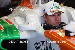 Nico Hulkenberg (GER) Sahara Force India F1 VJM05 in the pits. 08.06.2012. Formula 1 World Championship, Rd 7, Canadian Grand Prix, Montreal, Canada, Practice Day