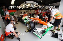 Nico Hulkenberg (GER) Sahara Force India F1 VJM05 in the pits. 08.06.2012. Formula 1 World Championship, Rd 7, Canadian Grand Prix, Montreal, Canada, Practice Day