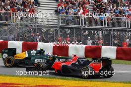 Timo Glock (GER) Marussia F1 Team MR01 spins at turn 2 in the second practice session. 08.06.2012. Formula 1 World Championship, Rd 7, Canadian Grand Prix, Montreal, Canada, Practice Day