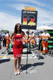 Grid girl for Nico Hulkenberg (GER) Sahara Force India F1. 10.06.2012. Formula 1 World Championship, Rd 7, Canadian Grand Prix, Montreal, Canada, Race Day