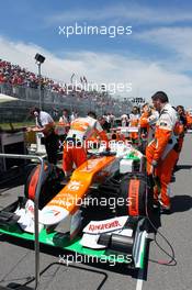Paul di Resta (GBR) Sahara Force India VJM05 on the grid. 10.06.2012. Formula 1 World Championship, Rd 7, Canadian Grand Prix, Montreal, Canada, Race Day
