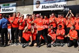 Race winner Lewis Hamilton (GBR) McLaren celebrates with the team. 10.06.2012. Formula 1 World Championship, Rd 7, Canadian Grand Prix, Montreal, Canada, Race Day