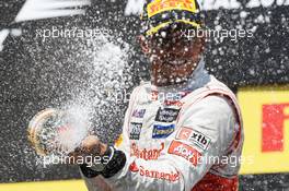 Race winner Lewis Hamilton (GBR) McLaren celebrates on the podium. 10.06.2012. Formula 1 World Championship, Rd 7, Canadian Grand Prix, Montreal, Canada, Race Day