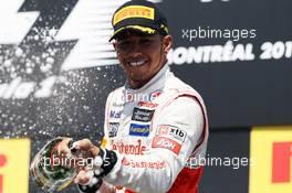 Race winner Lewis Hamilton (GBR) McLaren celebrates on the podium. 10.06.2012. Formula 1 World Championship, Rd 7, Canadian Grand Prix, Montreal, Canada, Race Day