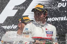 Sergio Perez (MEX) Sauber celebrates his third position on the podium. 10.06.2012. Formula 1 World Championship, Rd 7, Canadian Grand Prix, Montreal, Canada, Race Day