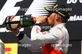 Race winner Lewis Hamilton (GBR) McLaren celebrates on the podium. 10.06.2012. Formula 1 World Championship, Rd 7, Canadian Grand Prix, Montreal, Canada, Race Day