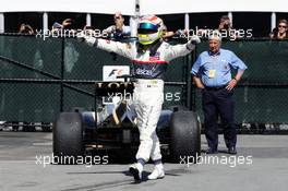 Sergio Perez (MEX) Sauber celebrates his third position in parc ferme. 10.06.2012. Formula 1 World Championship, Rd 7, Canadian Grand Prix, Montreal, Canada, Race Day