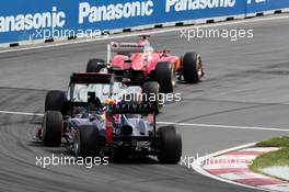 Fernando Alonso (ESP) Ferrari F2012 leads Lewis Hamilton (GBR) McLaren MP4/27 and Sebastian Vettel (GER) Red Bull Racing RB8. 10.06.2012. Formula 1 World Championship, Rd 7, Canadian Grand Prix, Montreal, Canada, Race Day