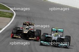 Nico Rosberg (GER), Mercedes GP and Kimi Raikkonen (FIN), Lotus F1 Team  10.06.2012. Formula 1 World Championship, Rd 7, Canadian Grand Prix, Montreal, Canada, Race Day