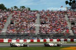 Kamui Kobayashi (JAP), Sauber F1 Team and Sergio Perez (MEX), Sauber F1 Team  10.06.2012. Formula 1 World Championship, Rd 7, Canadian Grand Prix, Montreal, Canada, Race Day