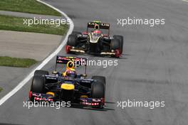 Mark Webber (AUS), Red Bull Racing and Romain Grosjean (FRA), Lotus F1 Team  10.06.2012. Formula 1 World Championship, Rd 7, Canadian Grand Prix, Montreal, Canada, Race Day