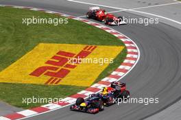 Mark Webber (AUS) Red Bull Racing RB8 leads Fernando Alonso (ESP) Ferrari F2012. 10.06.2012. Formula 1 World Championship, Rd 7, Canadian Grand Prix, Montreal, Canada, Race Day