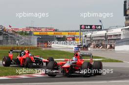 Timo Glock (GER) Marussia F1 Team MR01 leads team mate Charles Pic (FRA) Marussia F1 Team MR01. 10.06.2012. Formula 1 World Championship, Rd 7, Canadian Grand Prix, Montreal, Canada, Race Day