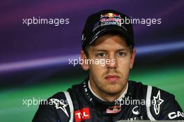 Pole sitter Sebastian Vettel (GER) Red Bull Racing in the FIA Press Conference. 09.06.2012. Formula 1 World Championship, Rd 7, Canadian Grand Prix, Montreal, Canada, Qualifying Day