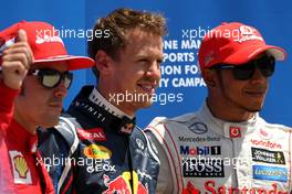 Fernando Alonso (ESP), Scuderia Ferrari, Sebastian Vettel (GER), Red Bull Racing and Lewis Hamilton (GBR), McLaren Mercedes  09.06.2012. Formula 1 World Championship, Rd 7, Canadian Grand Prix, Montreal, Canada, Qualifying Day