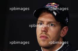 Pole sitter Sebastian Vettel (GER) Red Bull Racing in the FIA Press Conference. 09.06.2012. Formula 1 World Championship, Rd 7, Canadian Grand Prix, Montreal, Canada, Qualifying Day