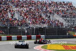 Sebastian Vettel (GER) Red Bull Racing RB8 leads Michael Schumacher (GER) Mercedes AMG F1 W03. 09.06.2012. Formula 1 World Championship, Rd 7, Canadian Grand Prix, Montreal, Canada, Qualifying Day