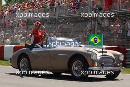 Felipe Massa (BRA) Ferrari on the drivers parade. 10.06.2012. Formula 1 World Championship, Rd 7, Canadian Grand Prix, Montreal, Canada, Race Day