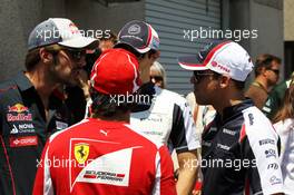 (L to R): Jean-Eric Vergne (FRA) Scuderia Toro Rosso; Felipe Massa (BRA) Ferrari; Bruno Senna (BRA) Williams and Pastor Maldonado (VEN) Williams. 10.06.2012. Formula 1 World Championship, Rd 7, Canadian Grand Prix, Montreal, Canada, Race Day