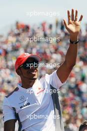 Lewis Hamilton (GBR) McLaren on the drivers parade. 10.06.2012. Formula 1 World Championship, Rd 7, Canadian Grand Prix, Montreal, Canada, Race Day