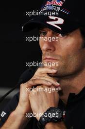 Mark Webber (AUS) Red Bull Racing in the FIA Press Conference. 07.06.2012. Formula 1 World Championship, Rd 7, Canadian Grand Prix, Montreal, Canada, Preparation Day