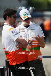(L to R): Bradley Joyce (GBR) Sahara Force India F1 Race Engineer with Nico Hulkenberg (GER) Sahara Force India F1. 07.06.2012. Formula 1 World Championship, Rd 7, Canadian Grand Prix, Montreal, Canada, Preparation Day