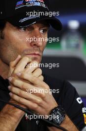 Mark Webber (AUS) Red Bull Racing in the FIA Press Conference. 07.06.2012. Formula 1 World Championship, Rd 7, Canadian Grand Prix, Montreal, Canada, Preparation Day