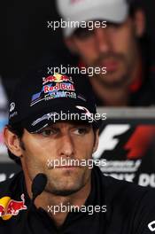 Mark Webber (AUS) Red Bull Racing and Jean-Eric Vergne (FRA) Scuderia Toro Rosso in the FIA Press Conference. 07.06.2012. Formula 1 World Championship, Rd 7, Canadian Grand Prix, Montreal, Canada, Preparation Day