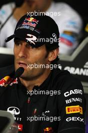 Mark Webber (AUS) Red Bull Racing in the FIA Press Conference. 07.06.2012. Formula 1 World Championship, Rd 7, Canadian Grand Prix, Montreal, Canada, Preparation Day