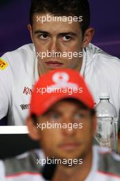 Paul di Resta (GBR) Sahara Force India F1 and Jenson Button (GBR) McLaren in the FIA Press Conference. 07.06.2012. Formula 1 World Championship, Rd 7, Canadian Grand Prix, Montreal, Canada, Preparation Day