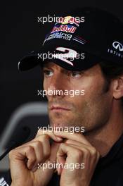 Mark Webber (AUS) Red Bull Racing in the FIA Press Conference. 07.06.2012. Formula 1 World Championship, Rd 7, Canadian Grand Prix, Montreal, Canada, Preparation Day